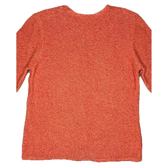 Vtg LL Bean Fisherman Sweater Women LG Orange Roll Neck Pullover Cotton Casual - Picture 6 of 8